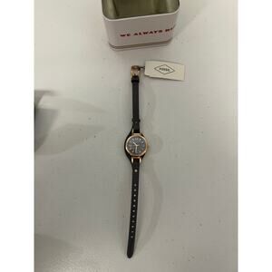 Fossil ES5212 Carlie Mini Three-Hand Black LiteHide™ Leather Watch